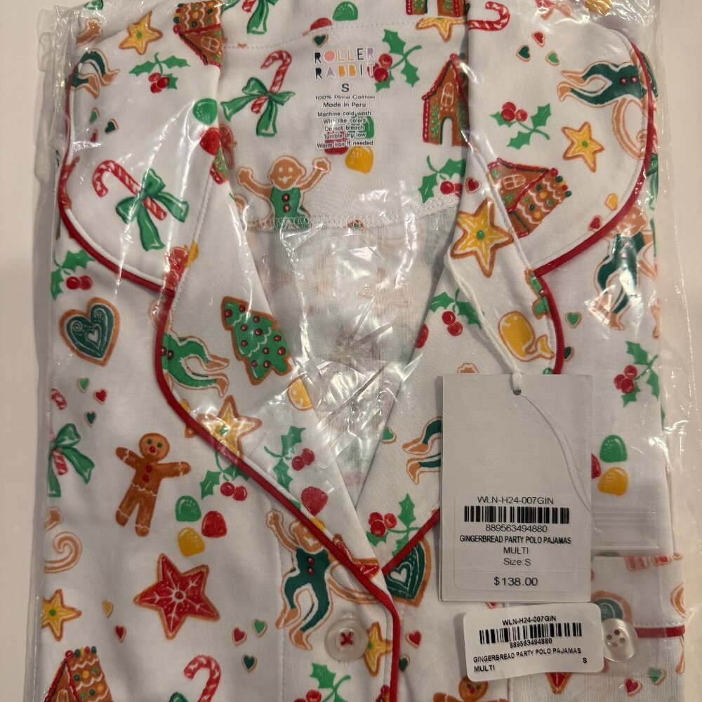NWT Roller Rabbit Gingerbread Party Pajamas